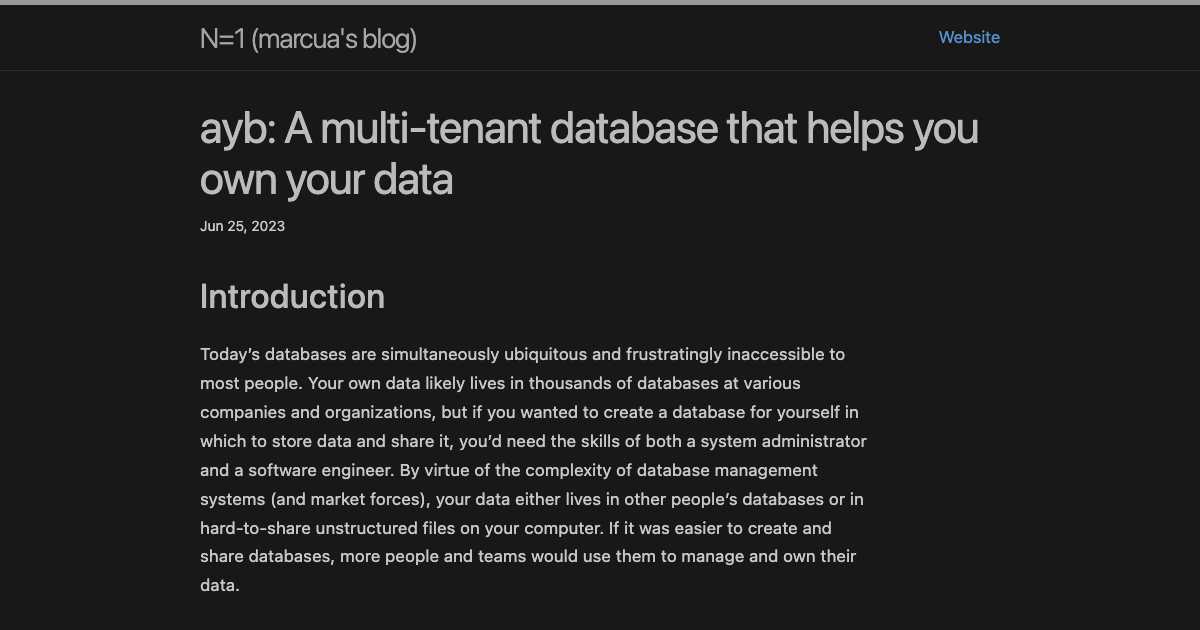 Ayb ayb: Multi-Tenant Database for Data Ownership | Ryan Orban