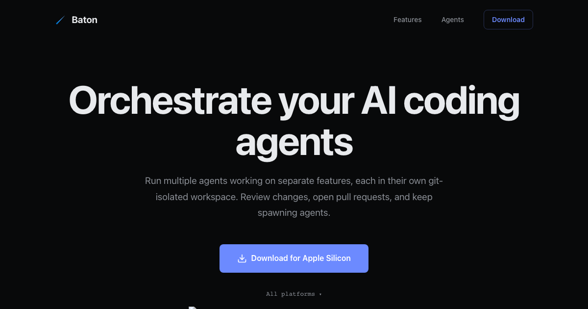 Baton: parallel AI agent orchestration via git worktrees | Ryan Orban