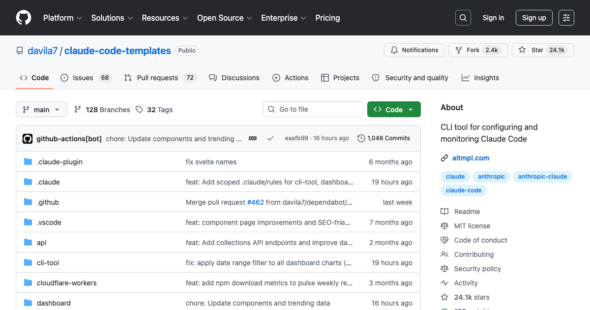 Claude Code Templates (aitmpl.com): marketplace for Claude Code ...