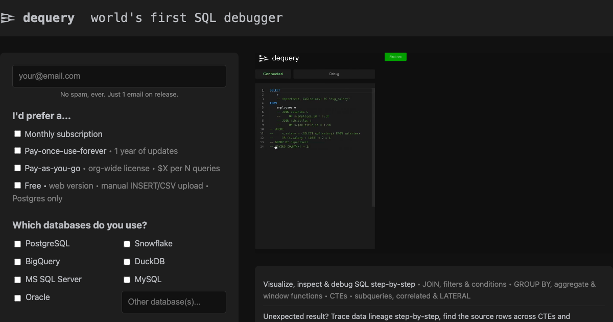Dequery: The SQL Debugger | Ryan Orban