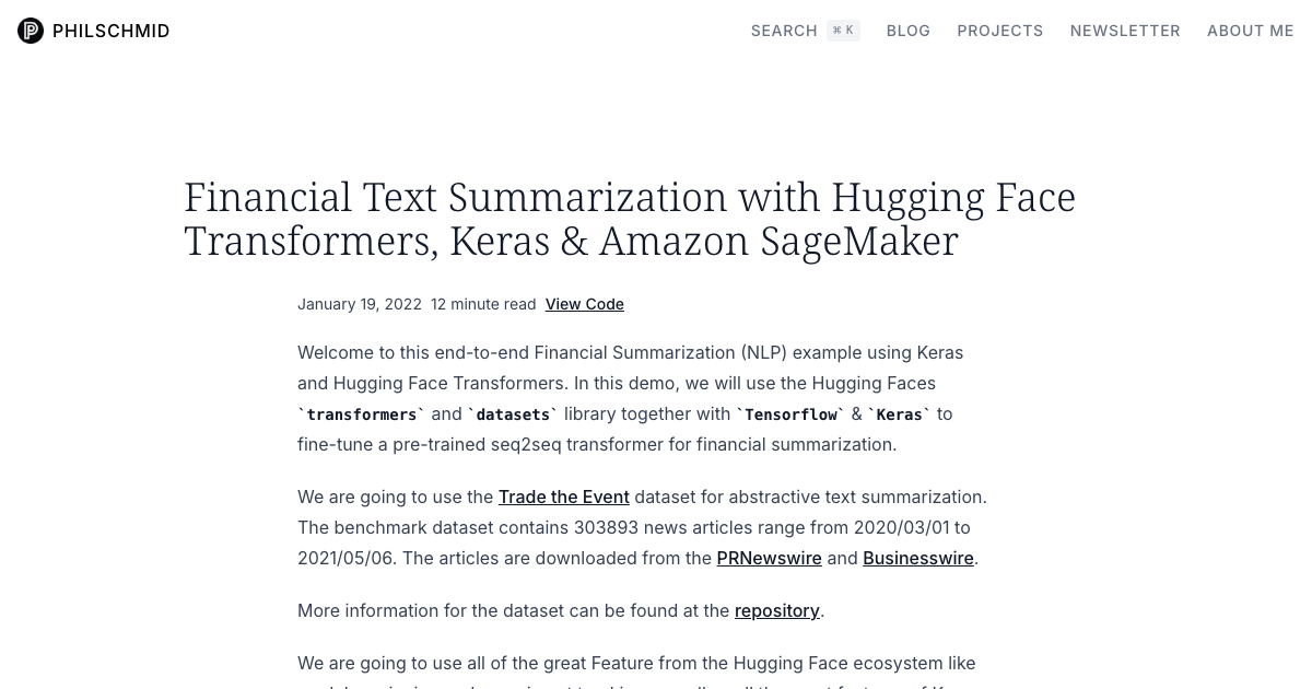 Financial Text Summarization with Hugging Face and Keras | Ryan Orban