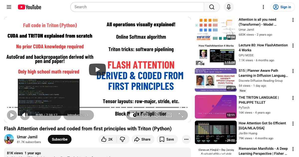 Flash Attention: Derived and Coded from First Principles with Triton ...