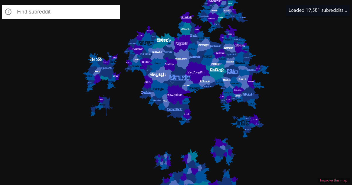 Reddit Subbreddits Map Map of Reddit | Ryan Orban