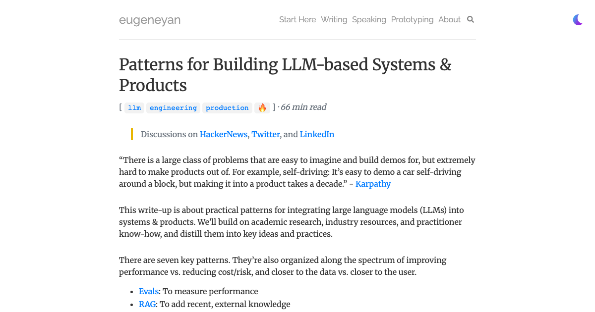 Patterns for Building LLM-based Systems & Products | Ryan Orban